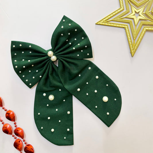 Christmas Tree Hair Bow (Green)