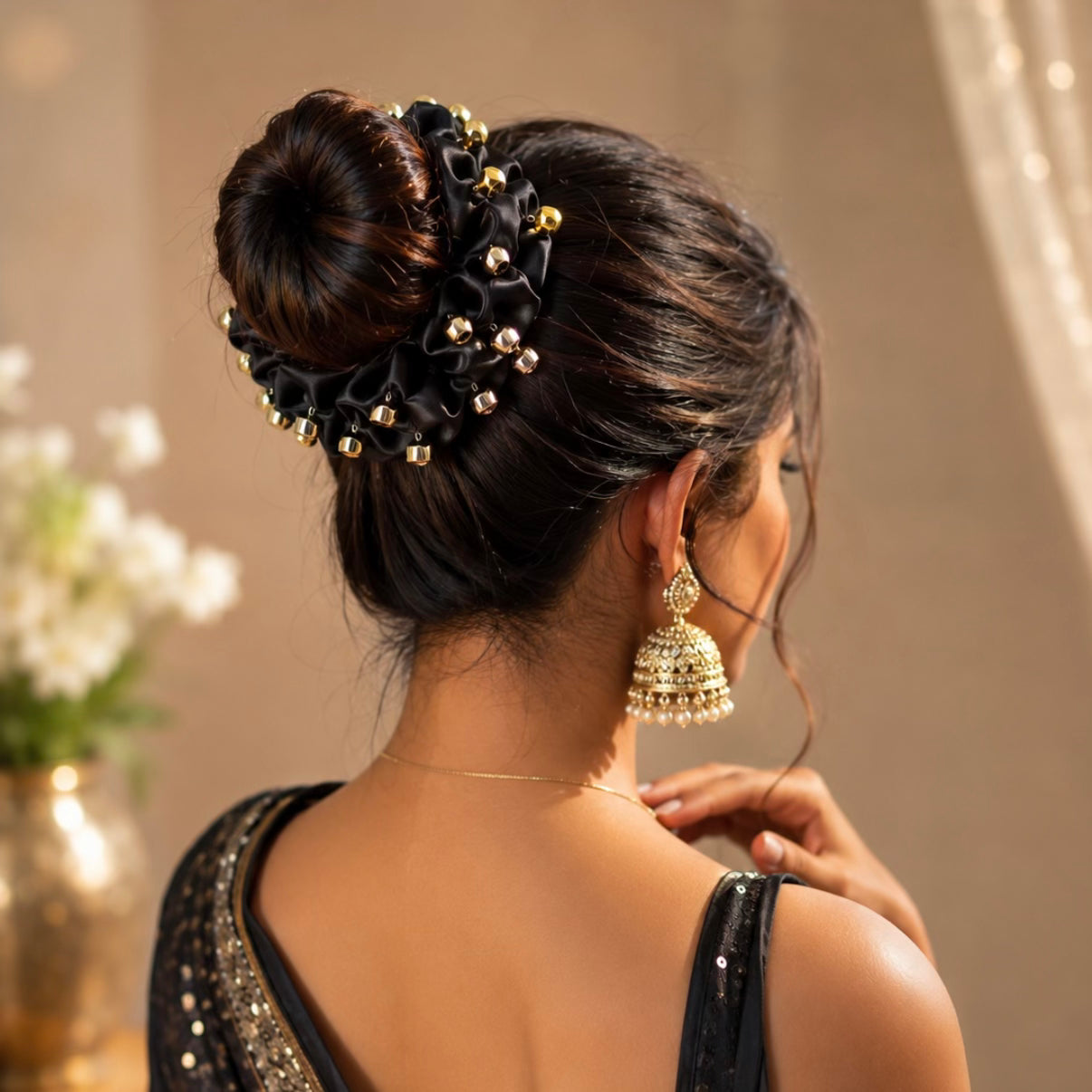 Black Ghungroo Scrunchie