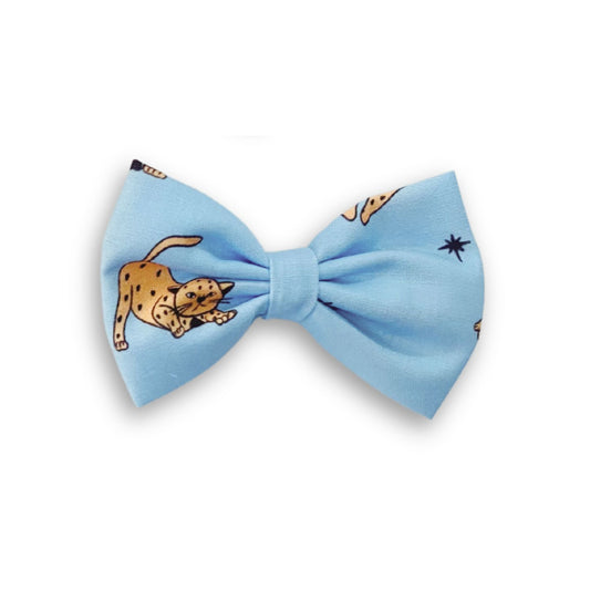 Wild Cat Classic Hair Bow by RedBerry Cuddle. A bold and fierce hair accessory featuring a classic bow with a stylish wild cat-inspired print, crafted from high-quality fabric for a secure and fashionable look.