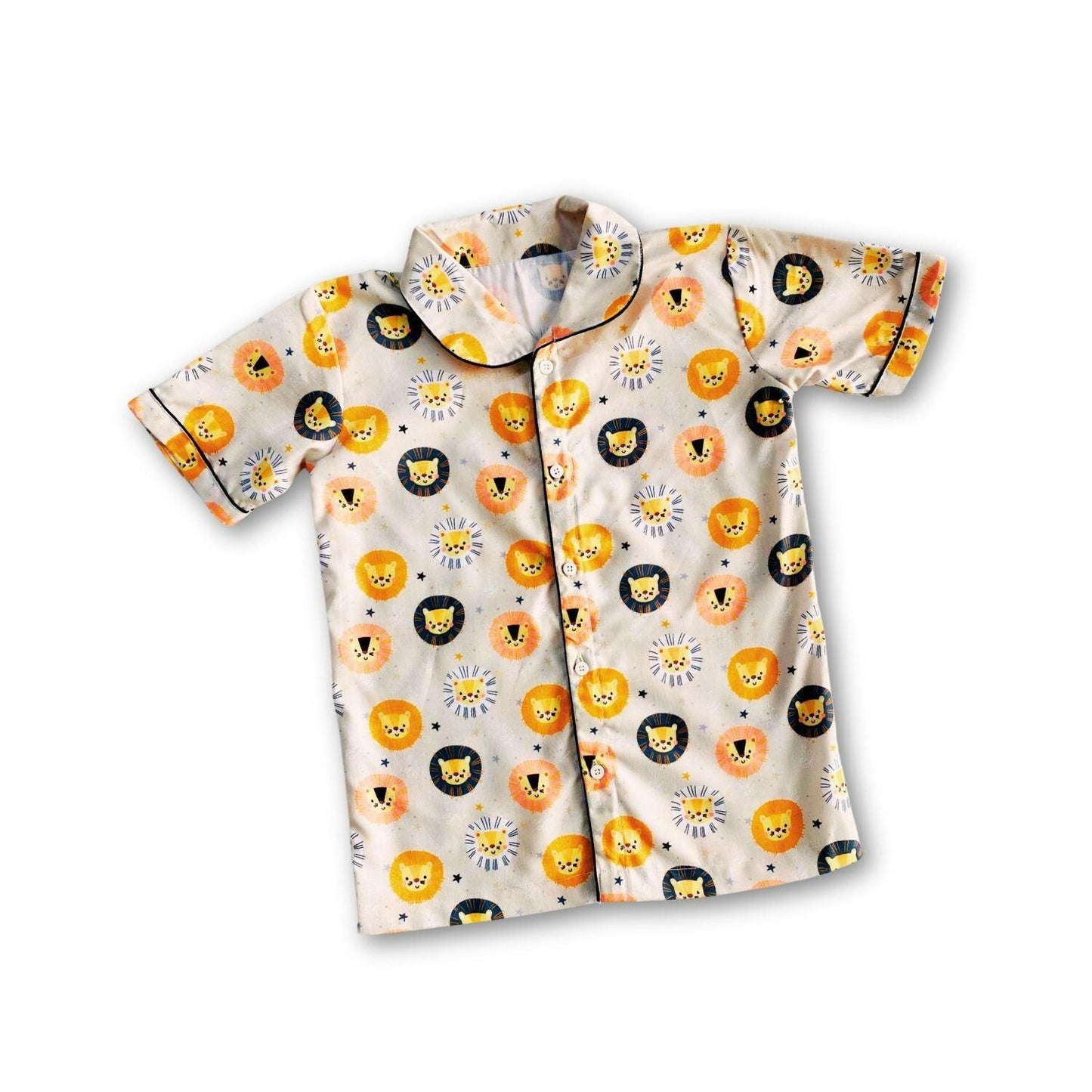 Lion Pajama Set by RedBerry Cuddle, made from 100% cotton. A playful and soft unisex pajama set for kids, featuring a charming lion design, perfect for comfortable sleep and cozy nights.