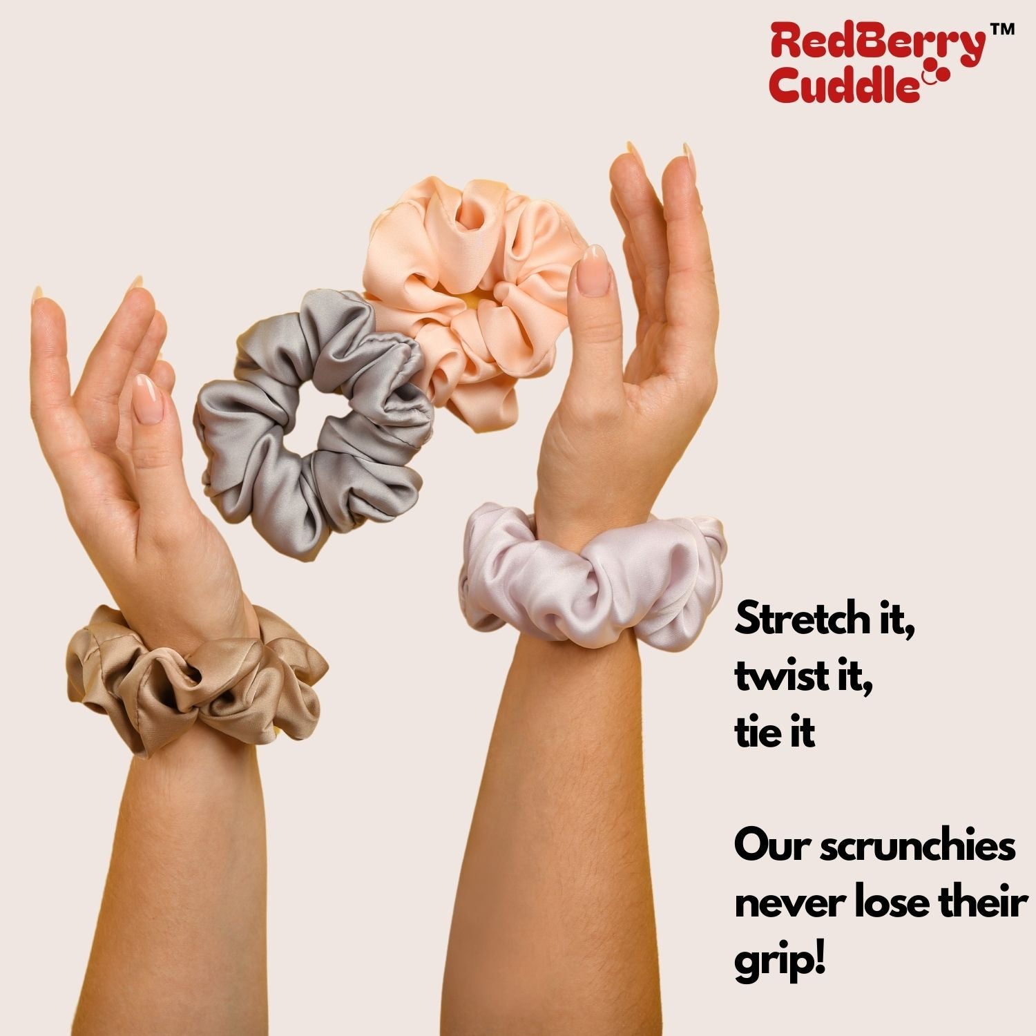 Glaucous Blue Scrunchie in small size by RedBerry Cuddle. A soft, muted blue hair accessory with a plush texture, designed for a secure and stylish hold.